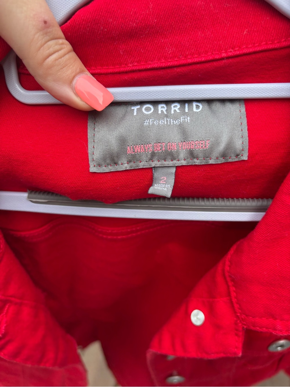 torrid Red Button-Front Jacket - Picture 3 of 3
